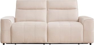 VENTE-UNIQUE.COM Sof&aacute; relax poli&eacute;ster 3 plazas beige 210x95cm