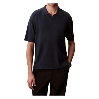 Calvin Klein Polo Shirts, male, Blue, Size: XS Linen Blnd Johnny Swtr