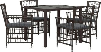 vidaXL Juego De Comedor Para Exteriores 5 Uds. Negro Rat&aacute;n Sint&eacute;tico Vidaxl