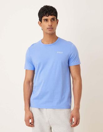 Polo Ralph Lauren T-shirt da casa a maniche corte blu medio con logo centrale