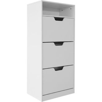 Relaxdays Relaxdays shoe cabinet with shelf, H x W x D: 140x60x24 cm, for 14 pairs, 3 tilt-out doors, hall, slim, white
