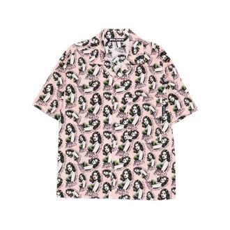 Palm Angels Short Sleeve Shirts, male, Pink, Size: 2XL Short Sleeve Shirt