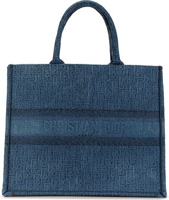 Dior Pre-owned Womens Book Tote Embroidered Canvas - Blue Textile - One Size