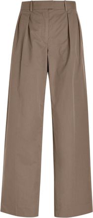 The Row The Row Alfidis Pleated Cotton-poplin Trousers - Taupe - 6 (UK10 / S)