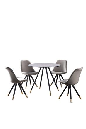 Life Interiors Sofia Dorchester LUX Dining Set with a Table & Chairs Set of 4 in Dark Grey