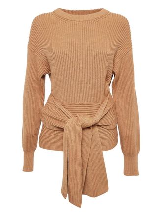 Joseph ribbed-knit belted sweater - Brown