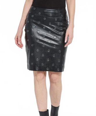 Lyss&eacute; Womens Leonette Grommet Vegan Skirt In Black