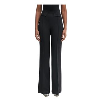 Elisabetta Franchi Broek met Dubbele Laag Stretch Cr&ecirc;pe - Dames - Broeken - Zwart - Maat: XL Satijn