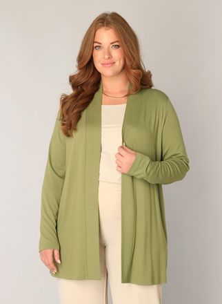 Base Level Curvy Strickjacke BASE LEVEL CURVY Ayla, Damen, Gr. 54/56, gr&uuml;n, Strick, Obermaterial: 94% Viskose, 6% Elasthan, figurumspielend ca. Mitte Oberschenkel, ein