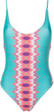 Brigitte printed scoop back swimsuit - women - Polyamide/Spandex/Elastane - P - Blue