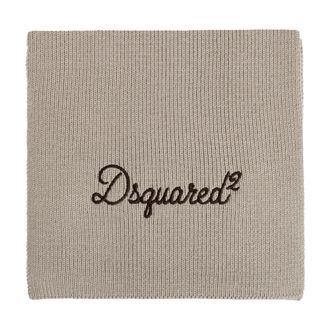 Dsquared2 Winter Scarves, male, Gray, Size: ONE SIZE Wool Scarf With Embroidered Logo