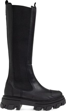 Ganni Zwarte Chunky Lug Sole Laarzen - Dames - Chelseaboots - Zwart - 37 EU - Schoenen