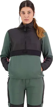 Mons Royale Womens Decade Mid Pullover - Burnt Sage/Black