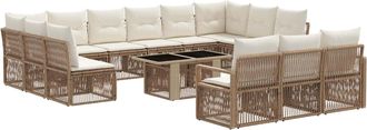 vidaXL Conjunto De Sof&aacute;s De Jard&iacute;n 14 Uds. Beige Y Blanco Crema Vidaxl