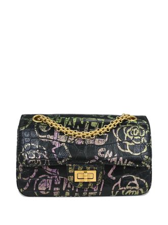 Chanel 2019 Mademoiselle Lock graffiti shoulder bag - women - Calf Leather - One Size - Black