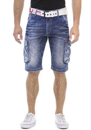 Cipo & Baxx Bermudas CIPO & BAXX, Herren, Gr. 29, N-Gr, blau, Denim/Jeans, Obermaterial: 98% Baumwolle, 2% Elasthan, Abriebeffekte, Destroyed-Effekte, normal, Hos