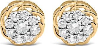 House of Brilliance 10K Yellow Gold Plated Silver 1/2 Ct Diamond Cluster Stud Earrings at Nordstrom