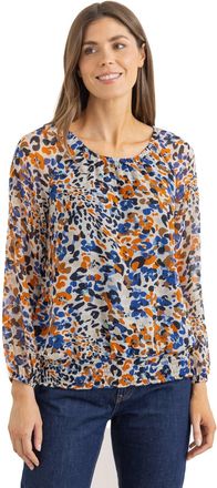 Klass Shimmer Stripe Animal Print Top - Navy/Orange - 10