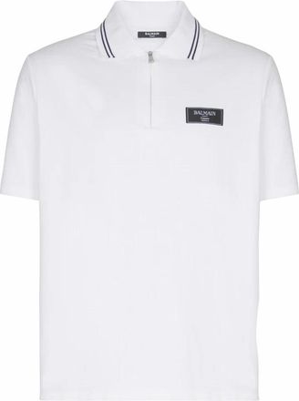 Balmain Gepersonaliseerd poloshirt met Couture label - Heren - Polos - Wit - 2XL - Katoen - Tops