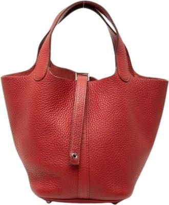 Herm&egrave;s Pre-owned Picotin Lock 18 - Dames - Vintage Tas - Rood - ONE Size - Leer - Vintage