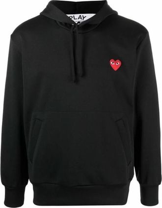 Comme Des Gar&ccedil;ons Hoodie met Hartapplicatie - Heren - Hoodies - Zwart - M - Polyester - Hoodies & sweatvesten