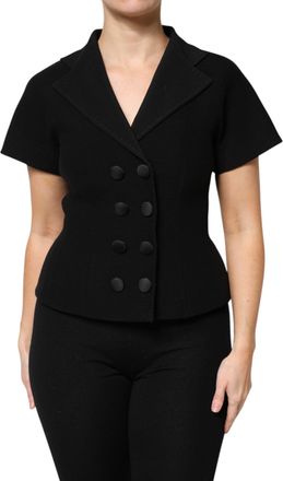 Dolce & Gabbana Womens Black Wool Double Breasted Coat Jacket Virgin Nylon Elastane Clothing