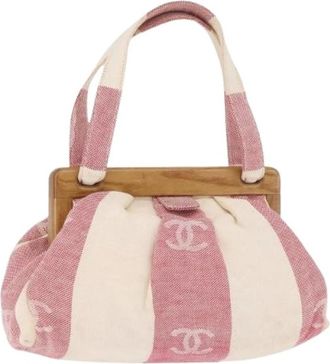 Chanel Pre-owned Vintage Canvas Hand Bag - Dames - Vintage Handtas - Roze - ONE Size - Leer - Vintage