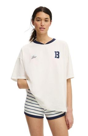 Cotton On Womens 90s Oversized Sporty V-Neck Tee in Coconut Milk Body Wellness at Nordstrom, Size Small