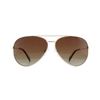 Polaroid Aviator Womens Gold Brown Gradiënt gepolariseerde zonnebril