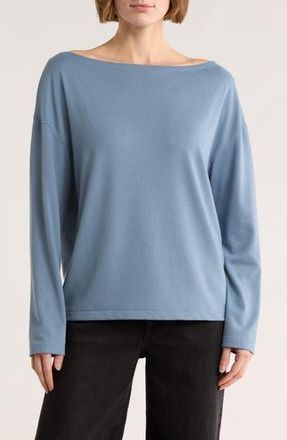 AllSaints Rita Boat Neck Long Sleeve Top in Flint Stone Blue at Nordstrom Rack, Size X-Small