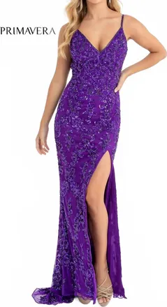 Primavera Stunning Long Evening Dress In Lavender