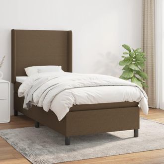 vidaXL Vidaxl - Cama Box Spring Con Colch&oacute;n Tela Marr&oacute;n Oscuro 80x200 Cm
