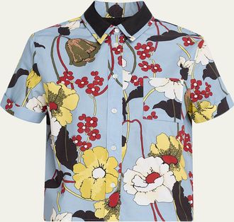 Marni Floral Cotton Short-Sleeve Button-Down Shirt