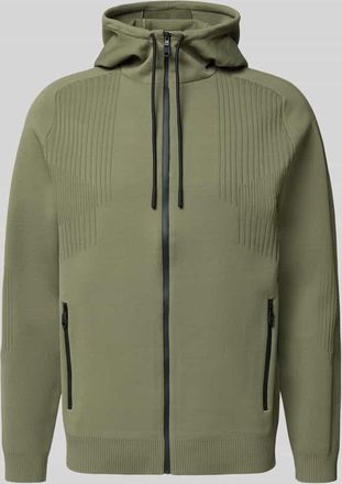 HUGO BOSS Regular Fit Trainingsjacke mit Jacquard Elementen Modell ACTIVE PUSH in Oliv, Gr&ouml;&szlig;e XXXL