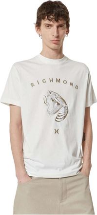 John Richmond T-shirt met korte mouwen en grafische print - Heren - T-shirts - Wit - L - Katoen - Tops