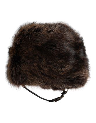 Dolce & Gabbana Brown Fur Women Bucket Hat Racoon Caiman