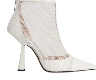 Jimmy Choo London White Mesh and Leather Kix Ankle Boots Size 37.5