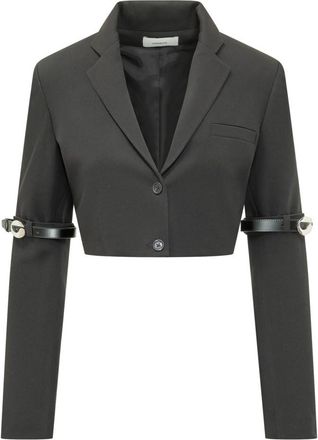 Coperni Black Solid Notched Lapel Blazer