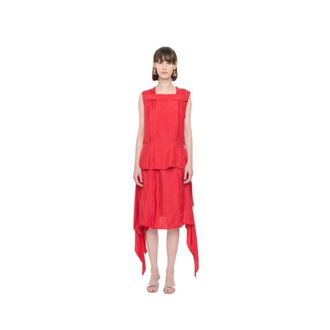 Plan C Blouses, female, Red, Size: M Draping Tank Top