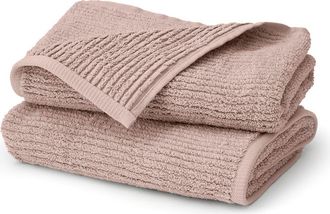 Boll & Branch Set of 2 Ribbed Organic Cotton Hand Towels in Dusty Rose at Nordstrom