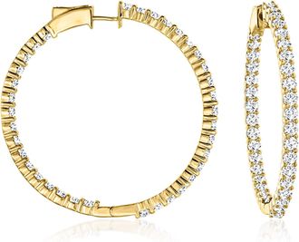 Ross-Simons Diamond Inside-Outside Hoop Earrings in 14kt Yellow Gold