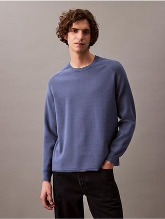 Calvin Klein Mens Tech Knit Crewneck Sweater - Blue - 2XL