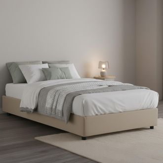 Dmora Dmora - Cama De Plaza Y Media Daronic, Cama Contenedor Con Revestimiento De Tela, 100% Made In Italy, Apertura Lateral, Adecuado Para Colch&oacute;n Cm 120x1