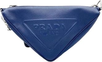 Prada Pre-owned Pochette Schoudertas - unisex - Vintage Schoudertas - Blauw - ONE Size - Leer - Vintage