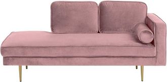 Beliani Beliani - Modern Glam Velvet Chaise Lounge Pink Upholstery Gold Metal Legs Miramas