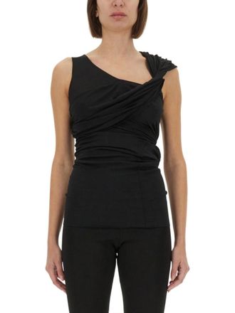 Rick Owens Black Solid One Shoulder Top