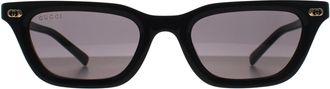 Gucci Cat Eye Womens Shiny Black Grey with Light Mirror GG1944S - One Size