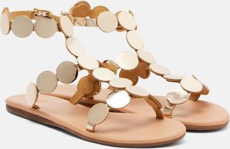 Ancient Greek Sandals Triton embellished leather gladiator sandals