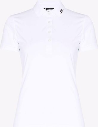 J.Lindeberg White Tour Logo Piqué Golf Polo Shirt - Womens - Polyester