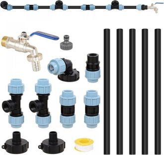 OEM Kit De Conexi&oacute;n Ibc S60x6 Para 3 Tanques, Grifo De Jard&iacute;n De 3/4 De Pulgada, V&aacute;lvula De Lat&oacute;n, Tuber&iacute;a De Pe De 25 Mm, Almacenamiento De Agua De Lluvi